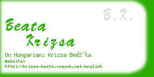 beata krizsa business card
